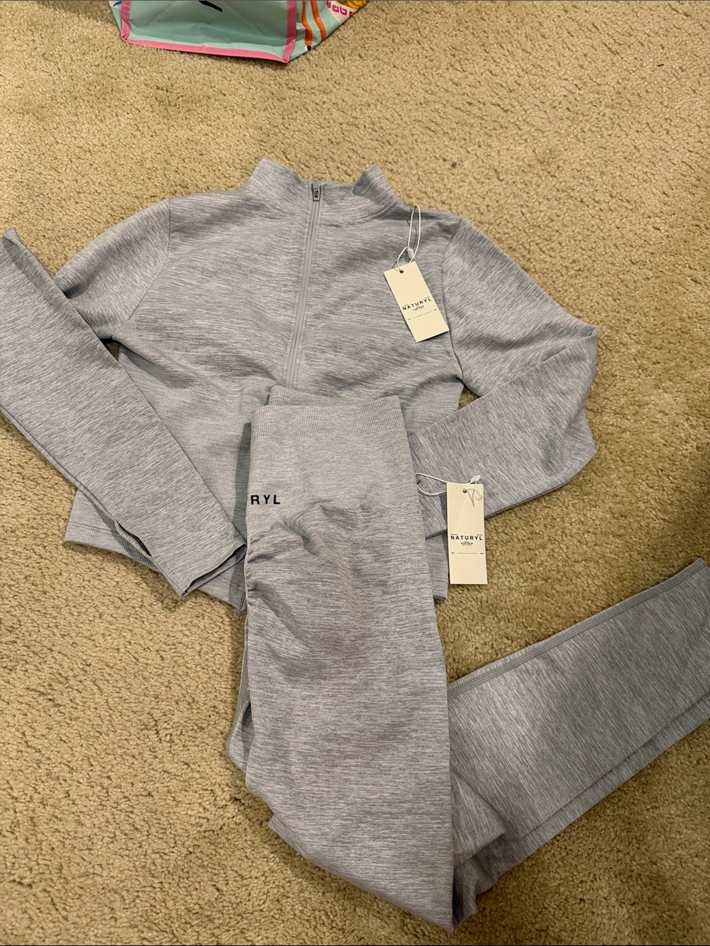 Heather Gray Zip-Up Jacket with Matching Leggings